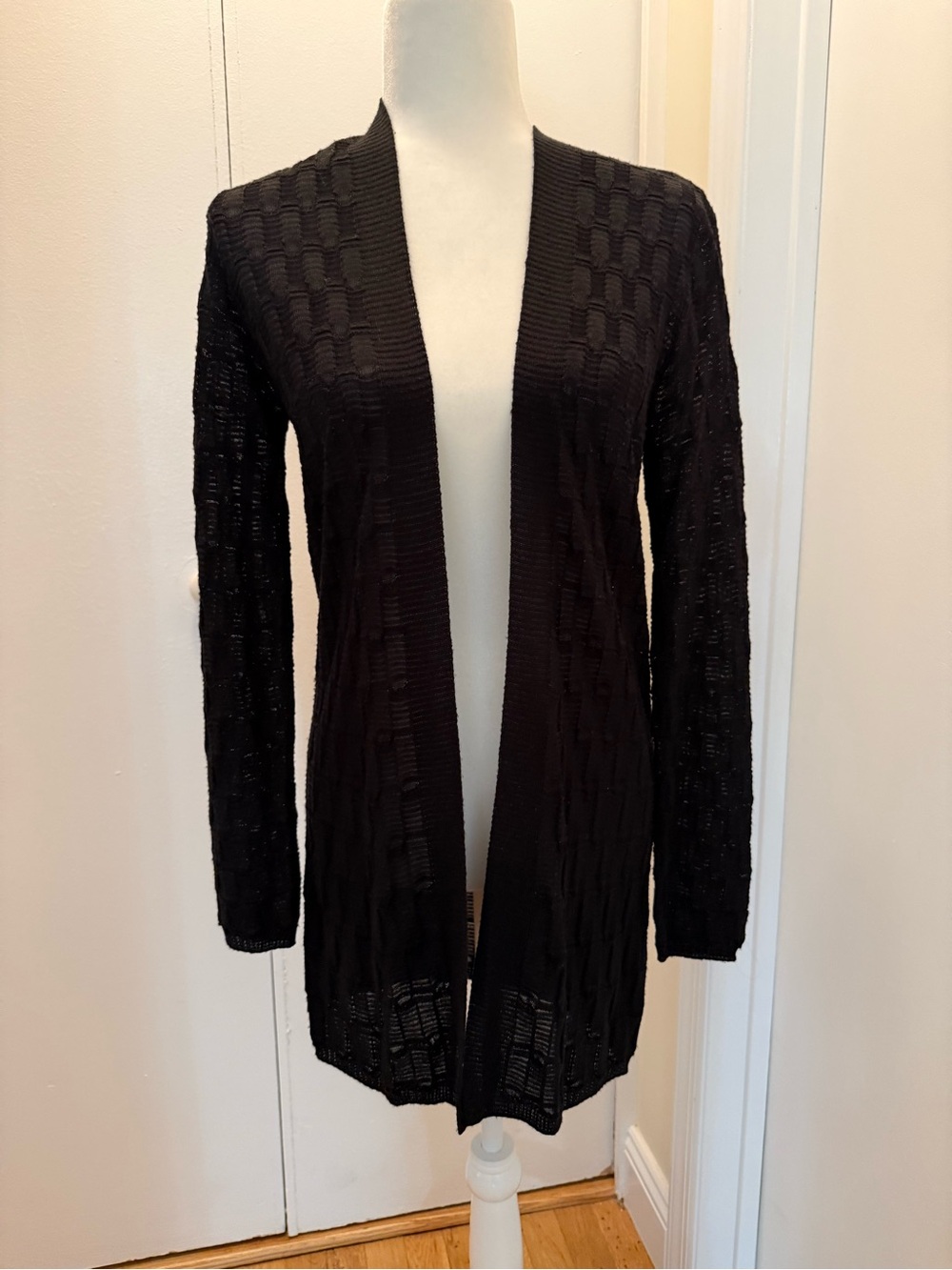 Black Open-Front Women's Knit Cardigan Sweater